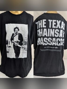 The Texas Chainsaw Massacre Men's Black Tshirt Double Sided XL